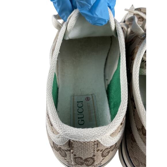 Gucci 'Gg' Brown Textile Tennis Sneakers Size 8 - Picture 8 of 16